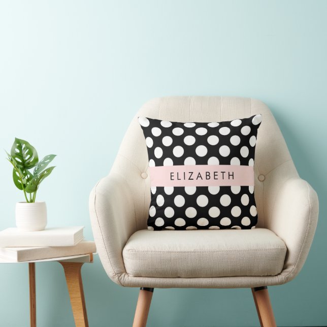 Cojín Decorativo Puntos de Polka blancos y negros, punteados, tu no (Silla)