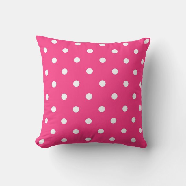 Cojín Decorativo Puntos de polka con rosado (Anverso)