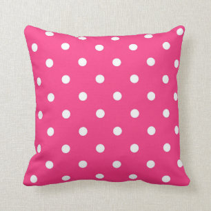 Cojín Decorativo Puntos de polka con rosado
