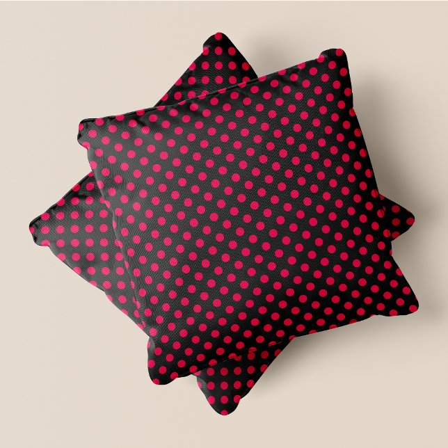 Cojín Decorativo Puntos de Polka de Moda gris y rosa (Grey & Pink Chic Polka Dots Throw Pillow)