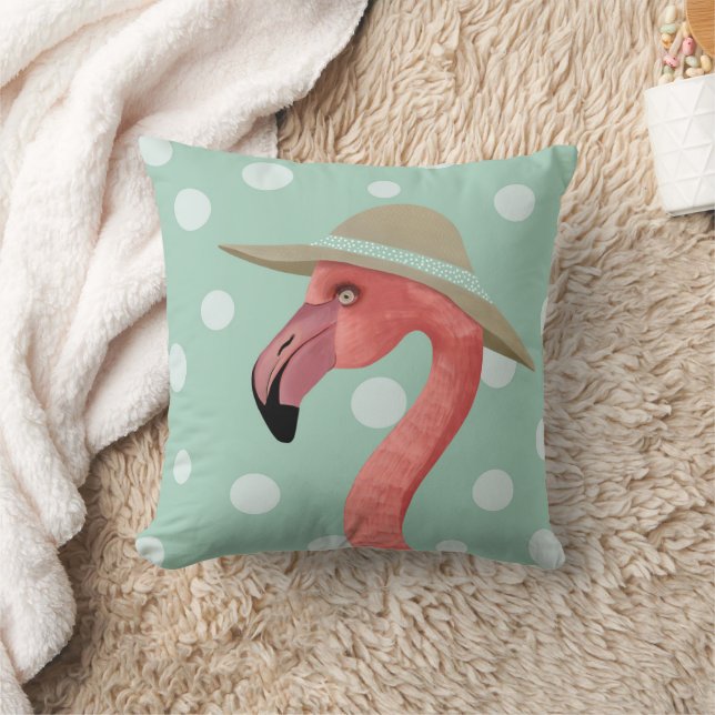 Cojín Decorativo Puntos de Polka Flamingo de Verano | Animal capric (Manta)