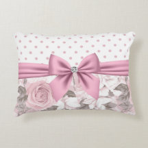Puntos de Polka Floral Glam Pink Diamond Bow