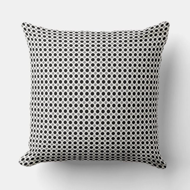 Cojín Decorativo Puntos de polka gris y negro (Anverso)