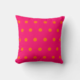 Cojín Decorativo Puntos de Polka Naranja rosa