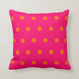 Cojín Decorativo Puntos de Polka Naranja rosa
