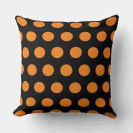 Cojín Decorativo Puntos de polka negro y naranja
