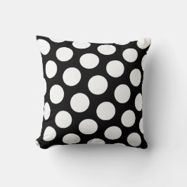 Cojín Decorativo Puntos de polka negros y blancos