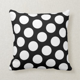 Cojín Decorativo Puntos de polka negros y blancos