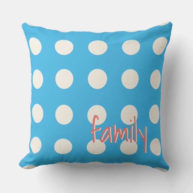 Cojín Decorativo Puntos de polka personalizados en blanco suave en  (Anverso)