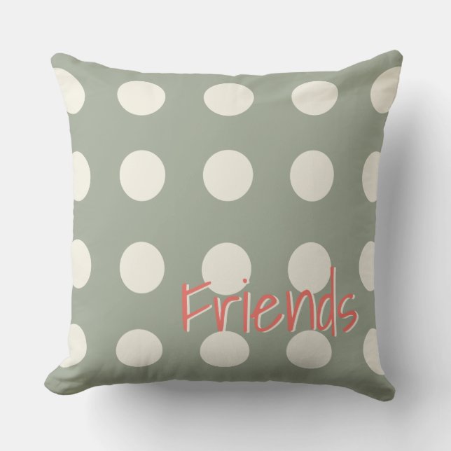 Cojín Decorativo Puntos de polka personalizados en blanco suave en  (Anverso)