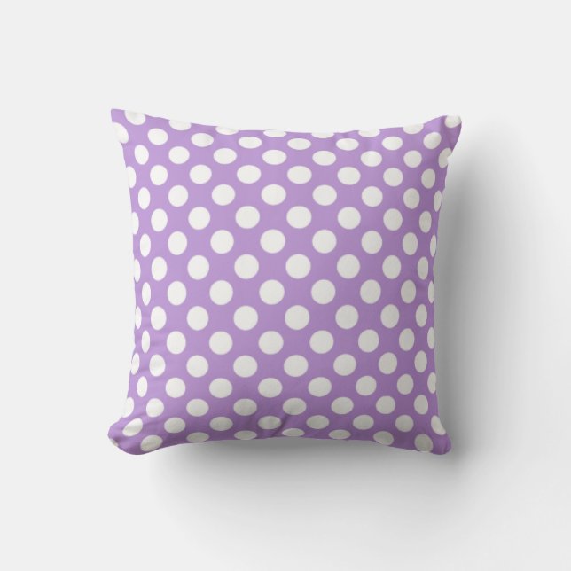 Cojín Decorativo Puntos de Polka Púrpura de Lavender (Anverso)