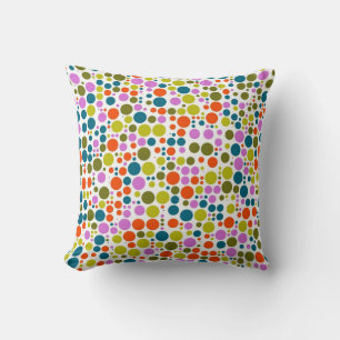 Cojín Decorativo Puntos de polka retro en fondo blanco