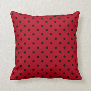 Cojín Decorativo Puntos de Polka Rojo y Negro