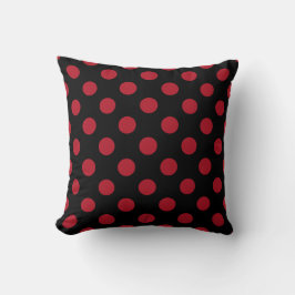 Cojín Decorativo Puntos de polka rojos y negros