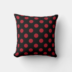 Cojín Decorativo Puntos de polka rojos y negros