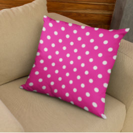 Cojín Decorativo Puntos de Polka Rosa