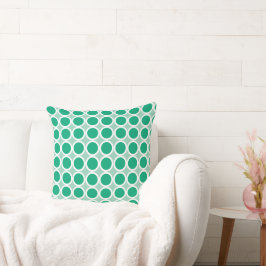 Cojín Decorativo Puntos de Polka Verde Oscuro con fronteras blancas