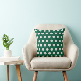 Cojín Decorativo Puntos de polka verde y blanco