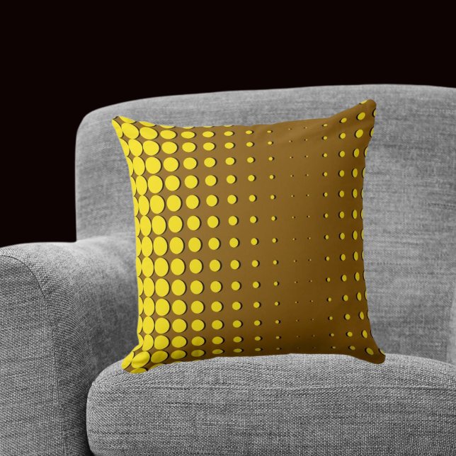 Cojín Decorativo Puntos de semitono amarillo moderno (Modern Yellow Halftone Dots Throw Pillow)