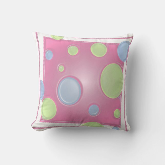 Cojín Decorativo PUNTOS dimensionales en rosado (Anverso)