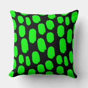 Cojín Decorativo Puntos en negrita pintados - Verde sobre negro