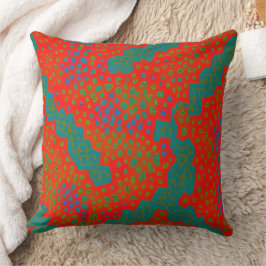 Cojín Decorativo Puntos exóticos marroquíes rojo naranja verde turq