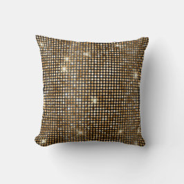 Cojín Decorativo Puntos Glam de Brillo Falso Negro y Dorado