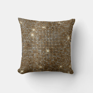 Cojín Decorativo Puntos Glam de Brillo Falso Negro y Dorado
