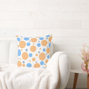 Cojín Decorativo Puntos Naranja Azul Gris