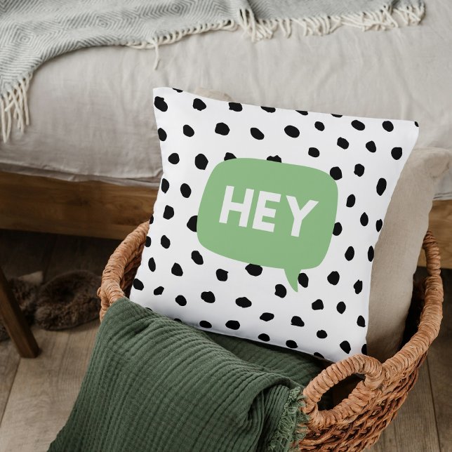 Cojín Decorativo Puntos negros modernos y discurso de burbuja verde (Subido por el creador)