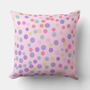 Cojín Decorativo Puntos pastel multicolores sobre rosa