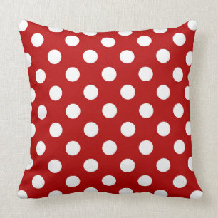 Cojín Decorativo Puntos retros grandes - rojo y blanco