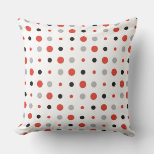Cojín Decorativo puntos rojos, negros, grises y blancos