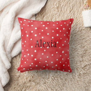Cojín Decorativo Puntos Rojos y Blancos