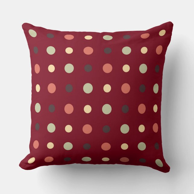 Cojín Decorativo Puntos rojos y malvas (Anverso)