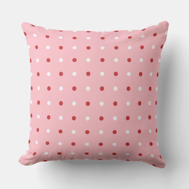 Cojín Decorativo Puntos rosa, rojo y blanco (Anverso)
