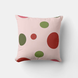 Cojín Decorativo puntos rosados rojos verdes
