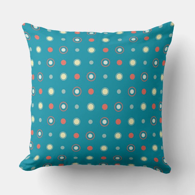 Cojín Decorativo Puntos turquesa y naranja (Anverso)