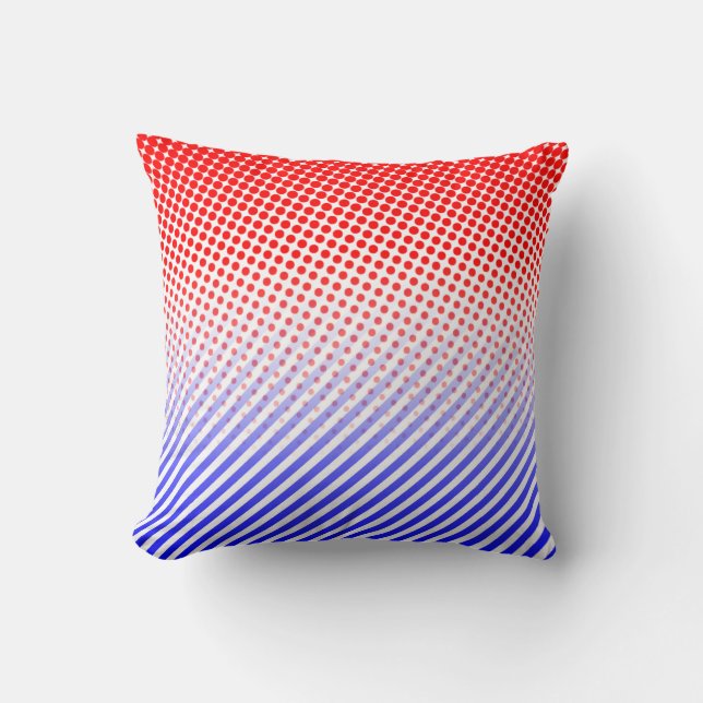 Cojín Decorativo Puntos y franjas rojo y azul (Anverso)
