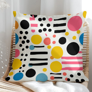 Cojín Decorativo Puntos y Líneas Retro Eclécticos Coloridos