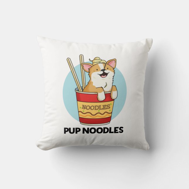 Cojín Decorativo Pup Noodles Funny Cup Noodles Pun (Anverso)