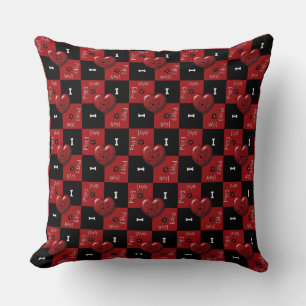 Cojín Decorativo Puppy Lover Cheques Pillow, Red y Black