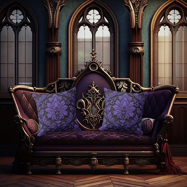 Cojín Decorativo Purple and Black Damask Patterned  (Subido por el creador)