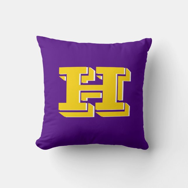 Cojín Decorativo Purple and Gold Team Pride Monogram (Anverso)