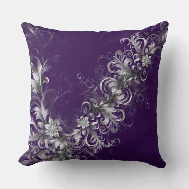 Cojín Decorativo Purple and Silver Elegance Throw Pillow (Anverso)