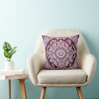 Cojín Decorativo Purple bohemian mandala AI art