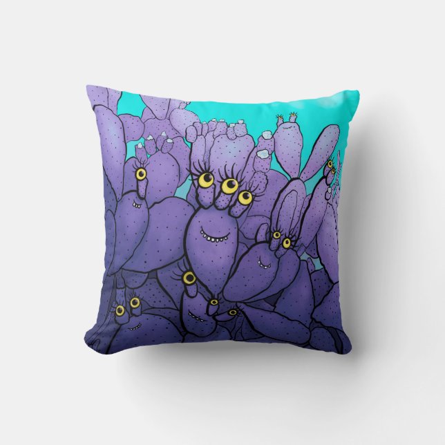Cojín Decorativo Purple Cactus Funny Succulum (Anverso)