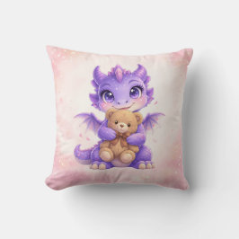 Cojín Decorativo Purple Dragon Hugging Teddy Bear Throw Pillow