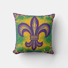 Cojín Decorativo Purple Fleur de Lis Mardi Gras