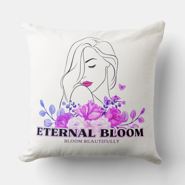 Cojín Decorativo Purple Floral Throw Pillow Cover (Anverso)
